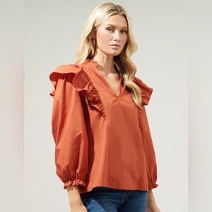 SugarLips Grayson Ruffle Split Neck Top
Size Medium - NWOT